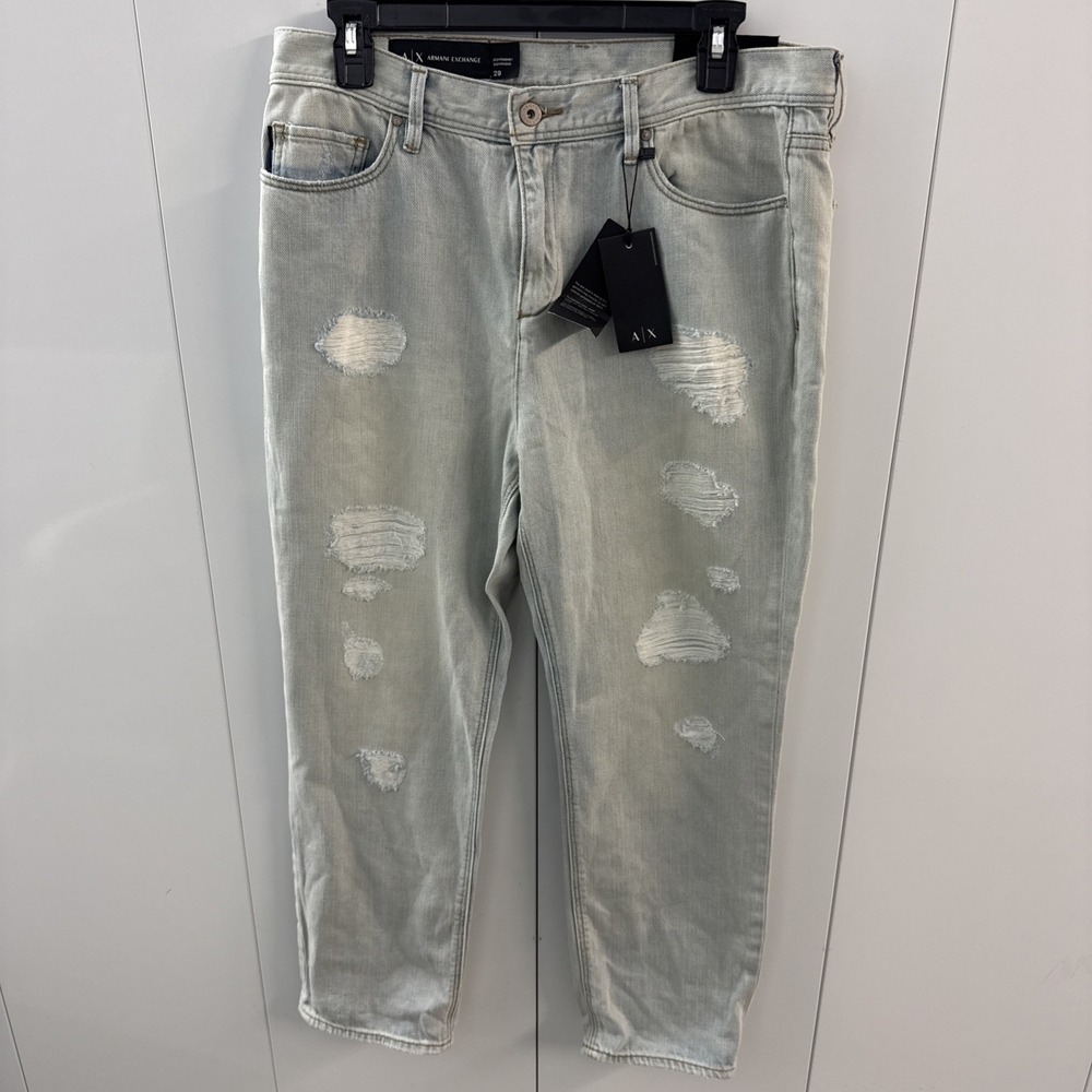 Armani Exchange Women's Size 29 (33x27) Distressed Boyfriend Jeans High Rise NWT